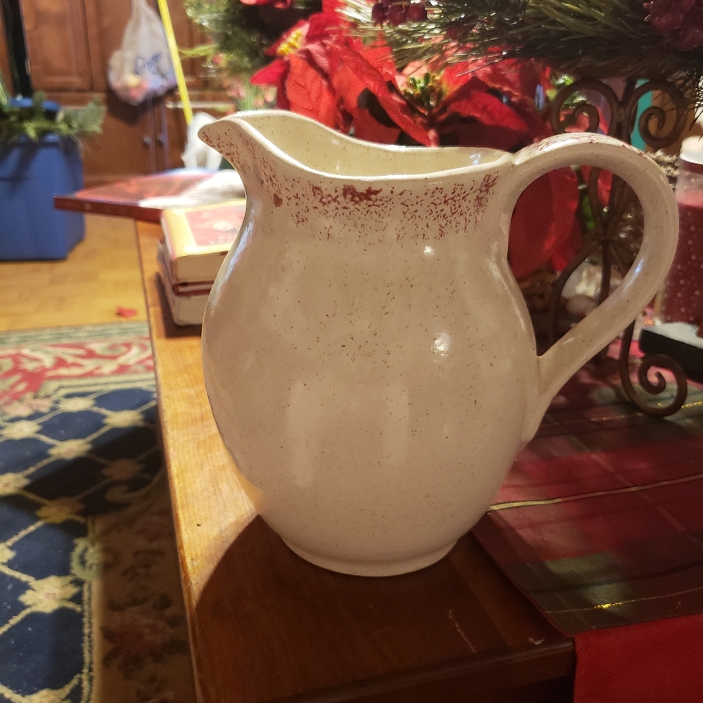 Antique handmade spongeware milk jar